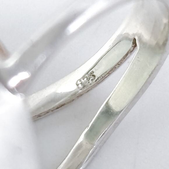 Vintage Sterling Silver 925 Faceted Blue Chalcedony Statement Ring Size 6 - Picture 5 of 8